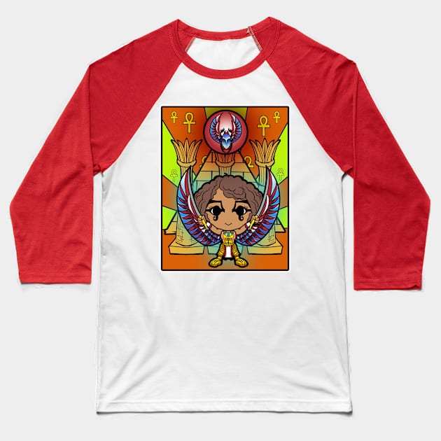 Kawaii Red Scarab Baseball T-Shirt by Biomek